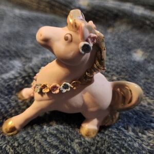 vintage Walker Renaker pink bisque horse figurine